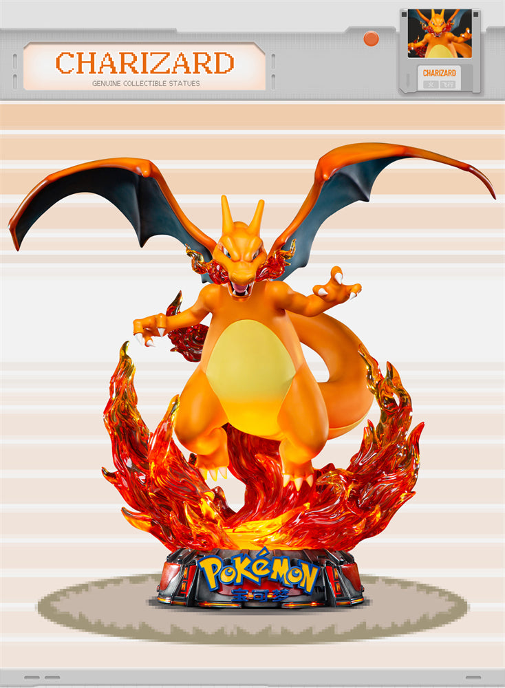UNiQUE ART Charizard With LED Big Scale Limited Statue Genuine Model New Stock