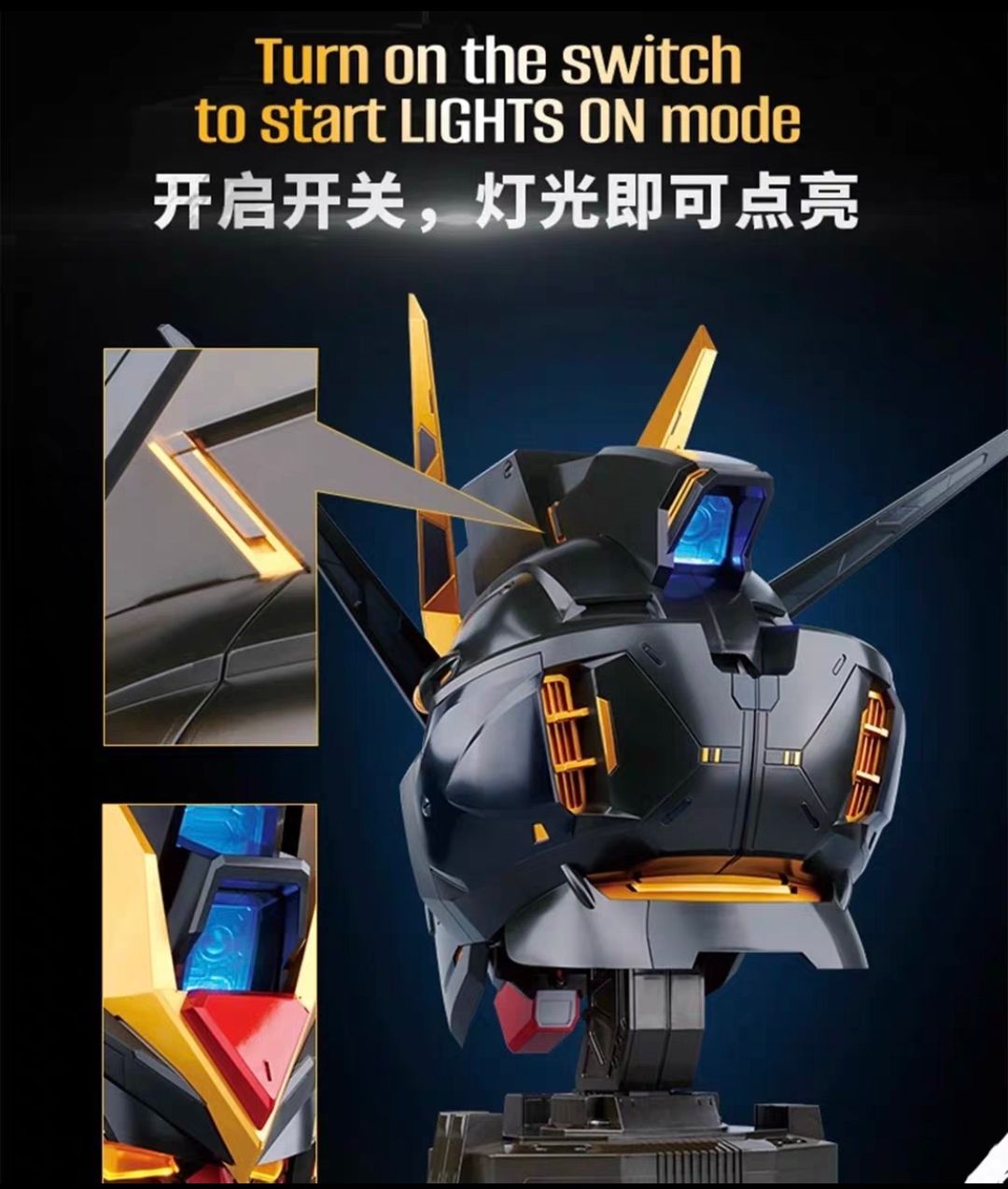 BN HEAD Collection Strike Freedom Gundam Helmet Black Ver. With Light New Stock